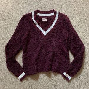 Fuzzy V-Neck Sweater